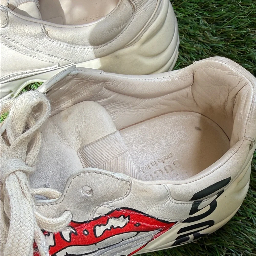 Gucci Rython Sneakers with Red Lip and Black Logo